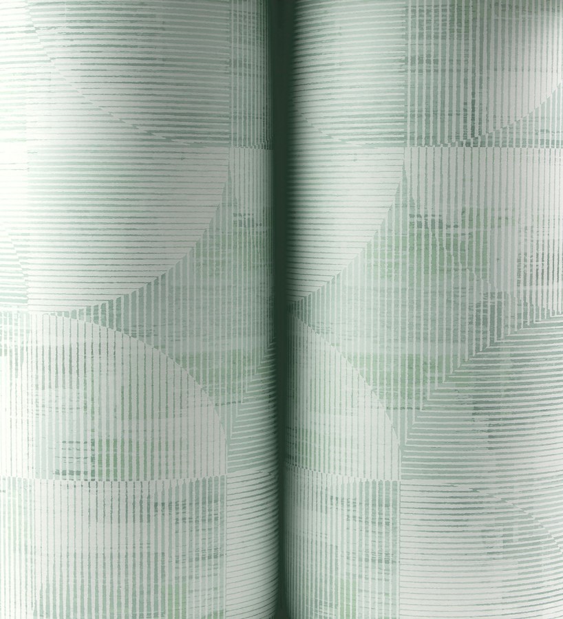 Papel pintado geométrico retro tonos desgastados verde manzana  Harlem Rhythmic 683871