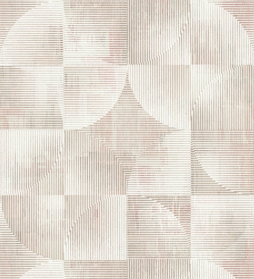 Papel pintado geométrico retro tonos desgastados rosa palo  Harlem Rhythmic 683872