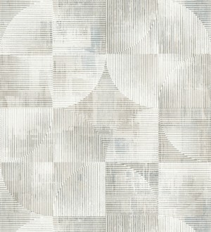 Papel pintado geométrico retro tonos desgastados beige y gris Harlem Rhythmic 683873
