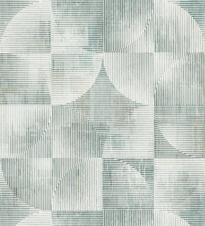 Papel pintado geométrico retro tonos desgastados verde laurel  Harlem Rhythmic 683874