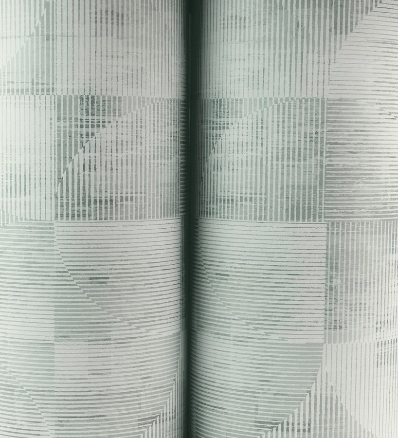 Papel pintado geométrico retro tonos desgastados verde laurel  Harlem Rhythmic 683874