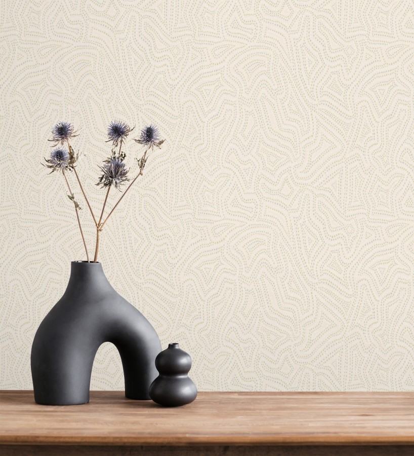 Papel pintado de ondas en micropuntillismo artístico fondo beige  Harlem Stipple 683875
