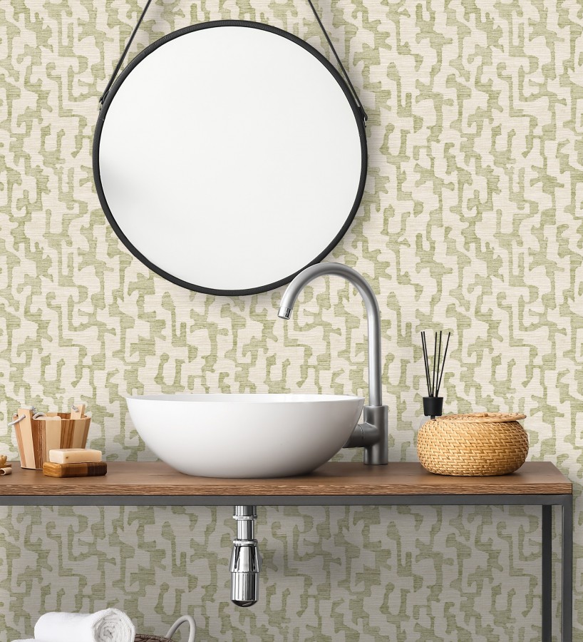 Papel pintado abstracto estilo étnico moderno tonos verdes  Ritz Camo 683887