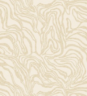 Papel pintado abstracto de ondas orgánicas color dorado y arena Caspian Waves 683890