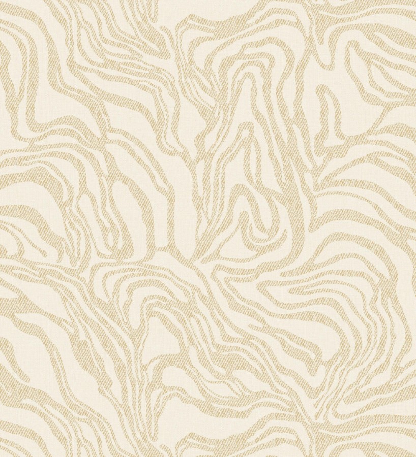 Papel pintado abstracto de ondas orgánicas color dorado y arena  Caspian Waves 683890