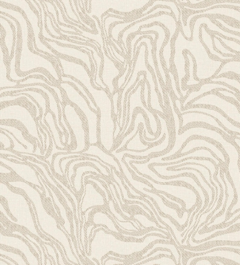 Papel pintado abstracto de ondas orgánicas color nácar y beige  Caspian Waves 683891