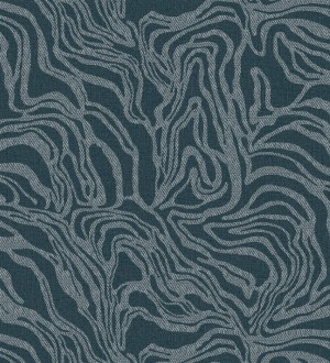 Papel pintado abstracto de ondas orgánicas color nácar plata y azul Caspian Waves 683892