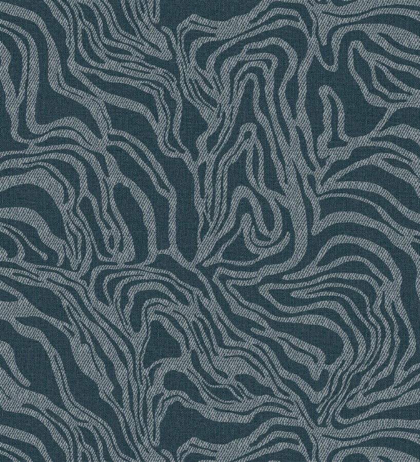 Papel pintado abstracto de ondas orgánicas color nácar plata y azul  Caspian Waves 683892