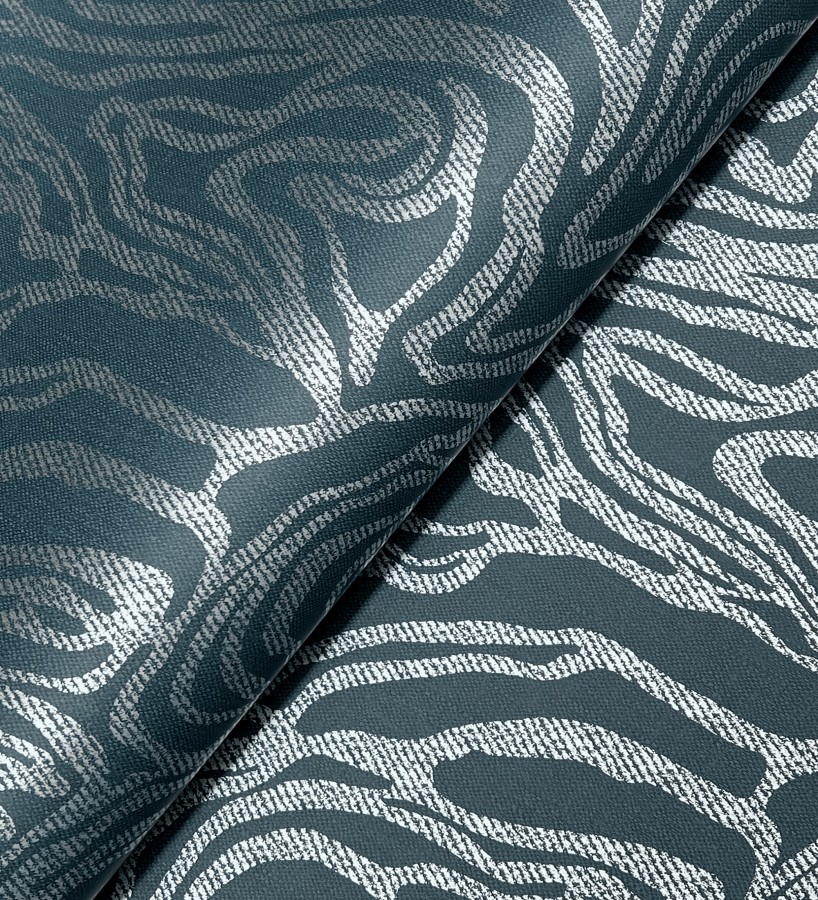 Papel pintado abstracto de ondas orgánicas color nácar plata y azul  Caspian Waves 683892