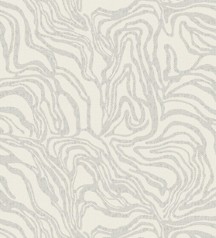 Papel pintado abstracto de ondas orgánicas color nácar gris y blanco roto  Caspian Waves 683893