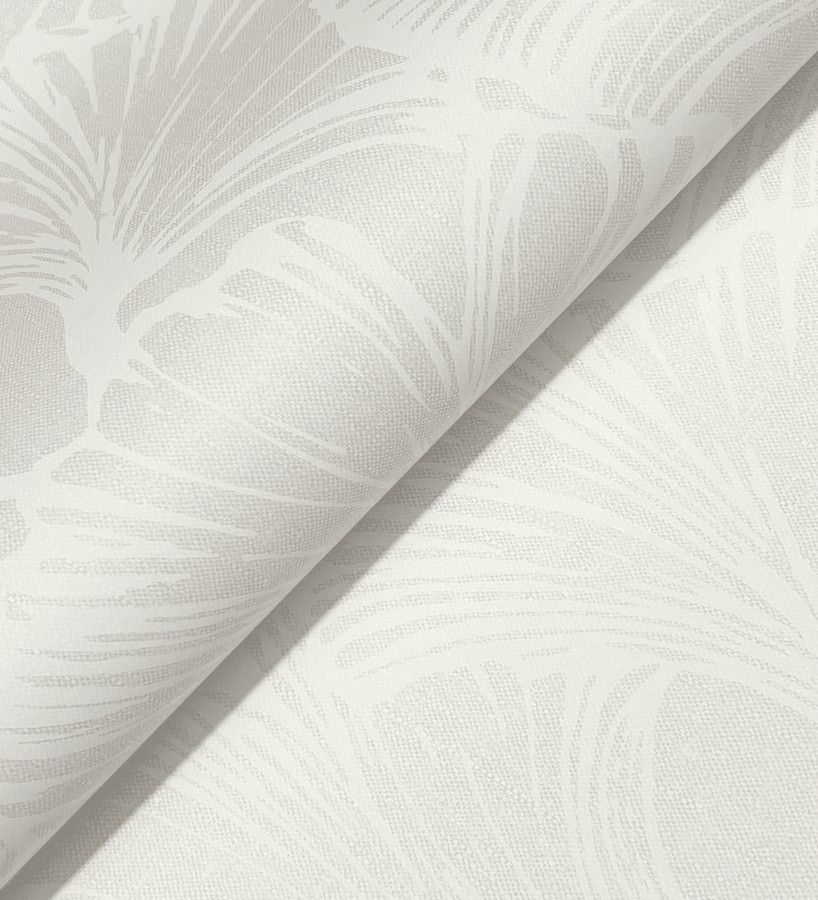 Papel pintado hojas ginkgo biloba color blanco y beige nacarado  Sofia Leaves 683895