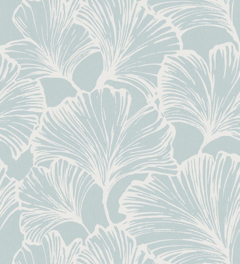 Papel pintado hojas ginkgo biloba color blanco y azul  Sofia Leaves 683897
