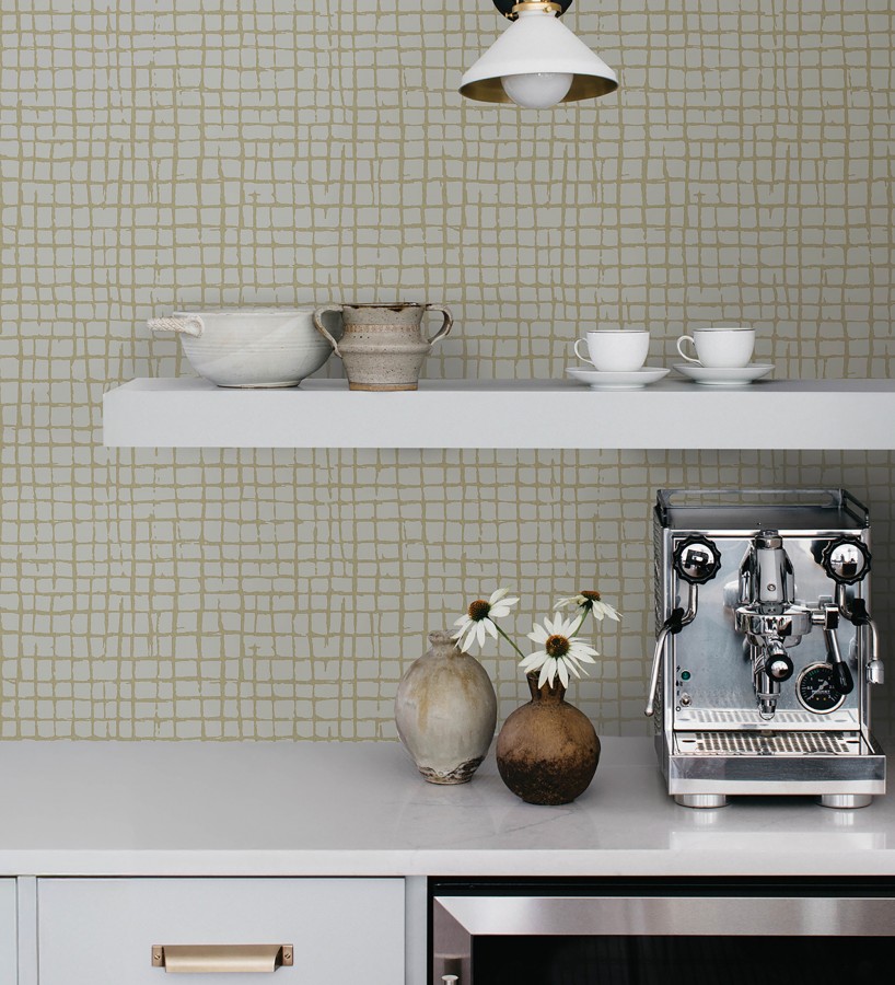 Papel pintado de mosaicos abstractos estilo artístico tonos ocre  Dax Turbi 683902