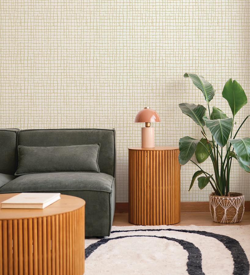 Papel pintado de mosaicos abstractos estilo artístico tonos ocre  Dax Turbi 683902