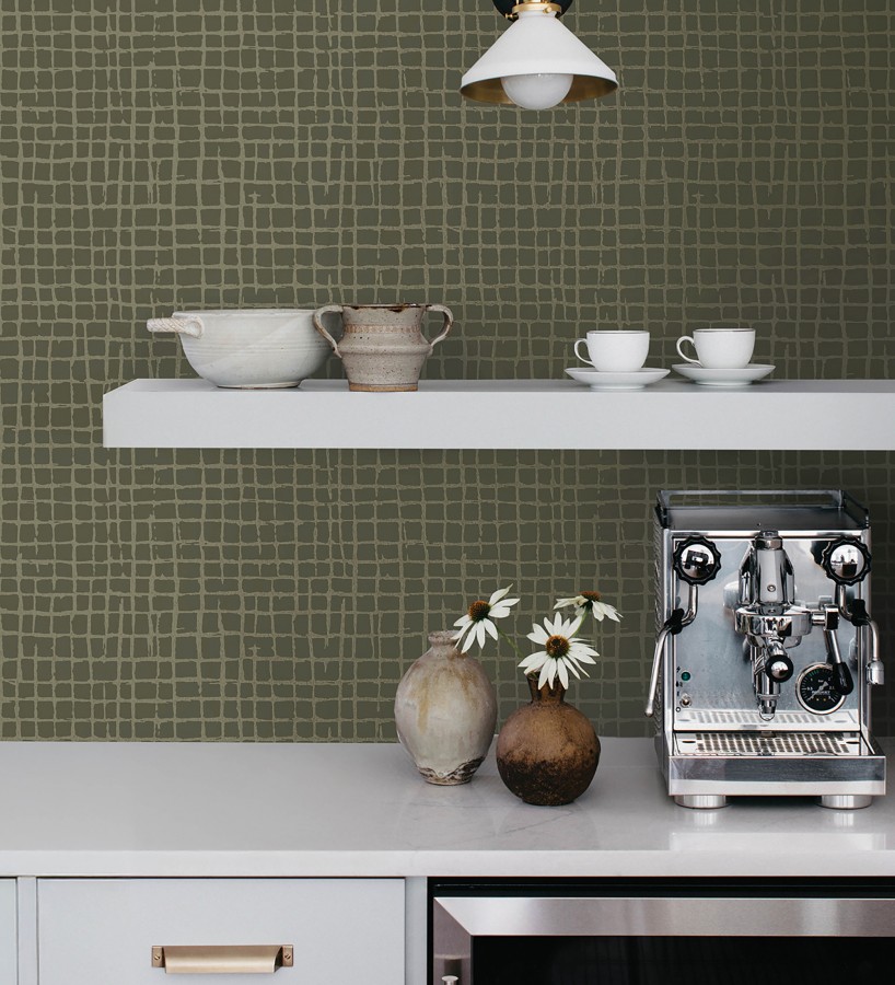 Papel pintado de mosaicos abstractos estilo artístico tonos verdes  Dax Turbi 683903