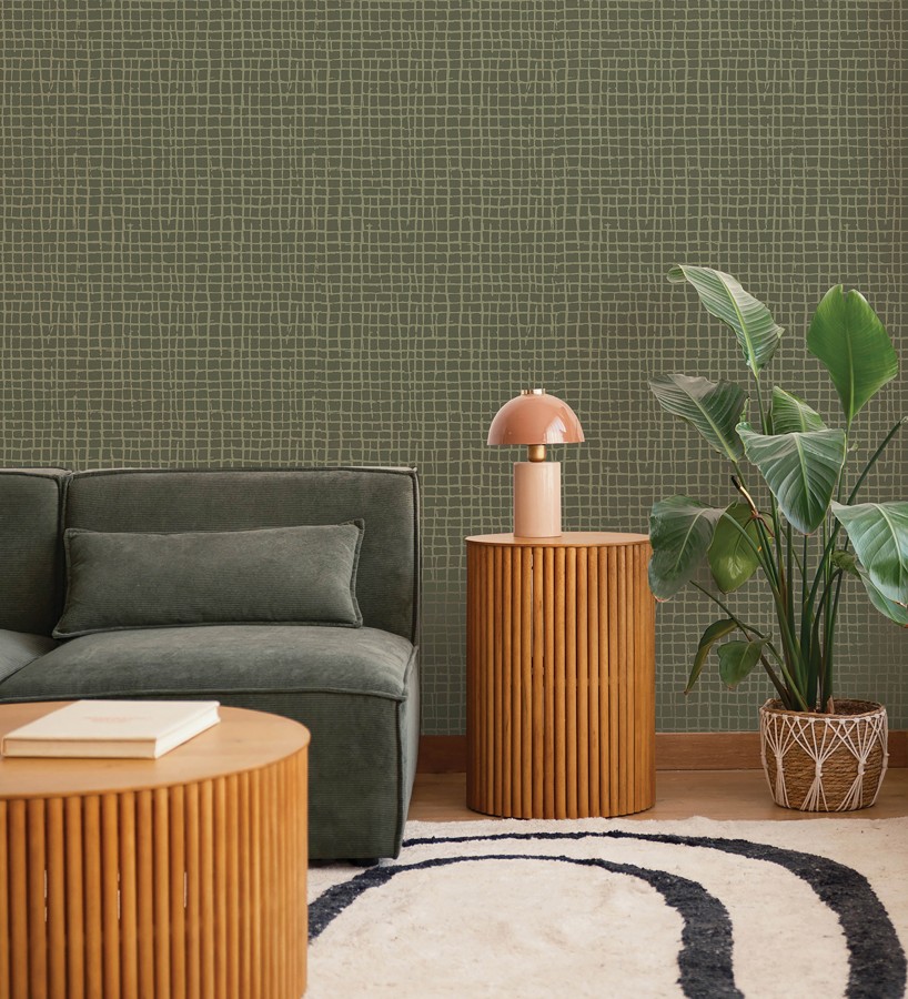 Papel pintado de mosaicos abstractos estilo artístico tonos verdes  Dax Turbi 683903