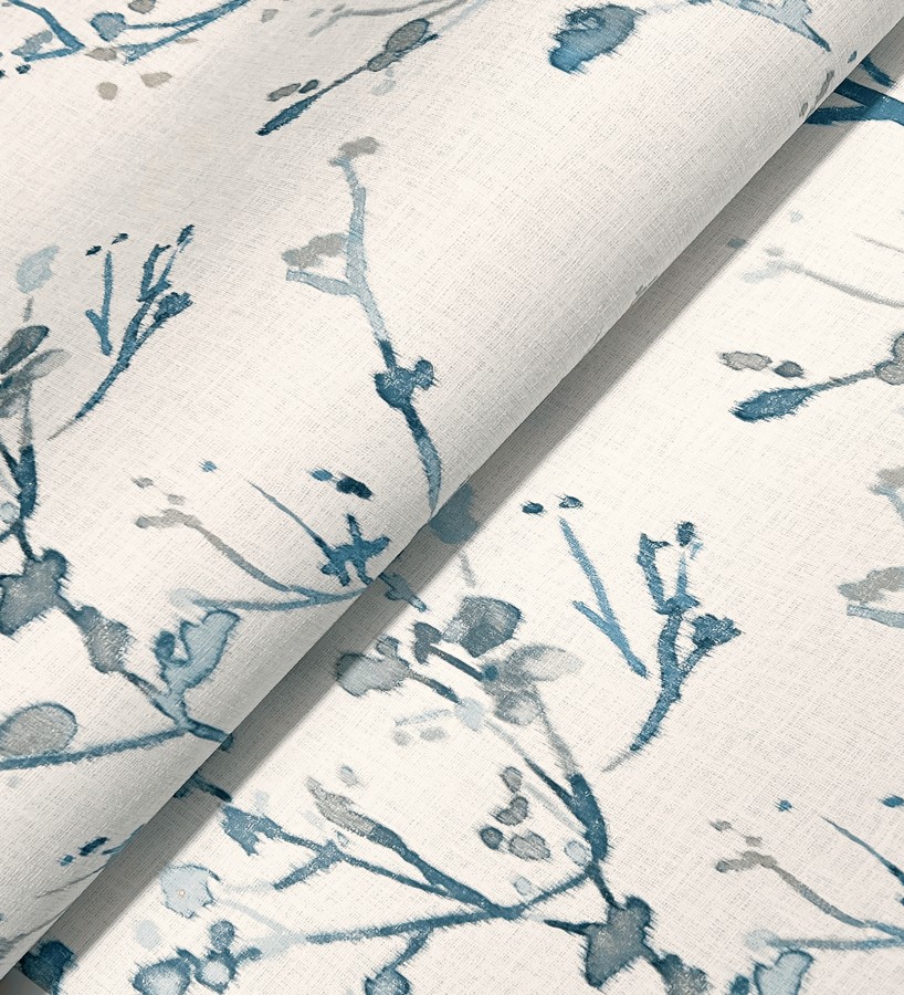 Papel pintado ramas artísticas en acuarela fondo tejido de lino  Zinnia Prairie 683906