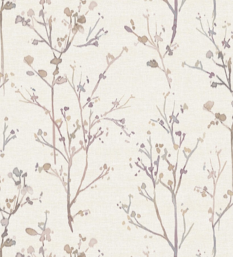 Papel pintado ramas artísticas en acuarela fondo tejido de lino  Zinnia Prairie 683907