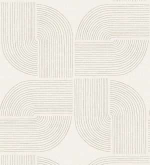 Papel pintado moderno de curvas minimalistas color beige Arvid Arch 683909