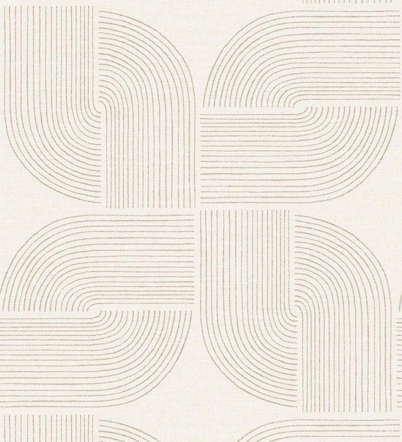 Papel pintado moderno de curvas minimalistas color beige  Arvid Arch 683909
