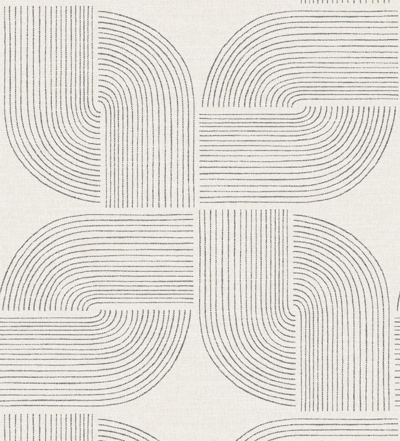 Papel pintado moderno de curvas minimalistas color negro  Arvid Arch 683910