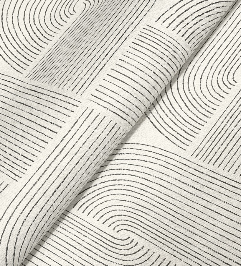 Papel pintado moderno de curvas minimalistas color negro  Arvid Arch 683910