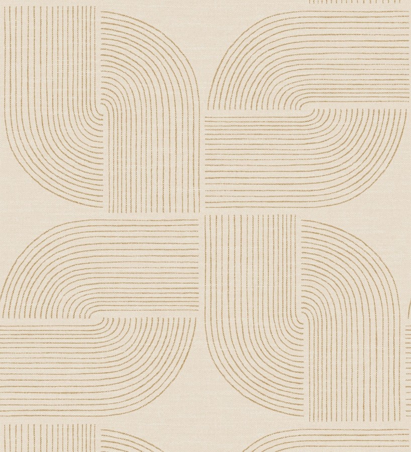 Papel pintado moderno de curvas minimalistas color ocre  Arvid Arch 683911