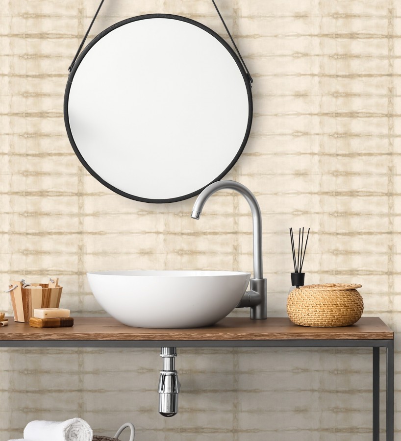 Papel pintado estilo shibori tonos beige  Sora Shibori 683914