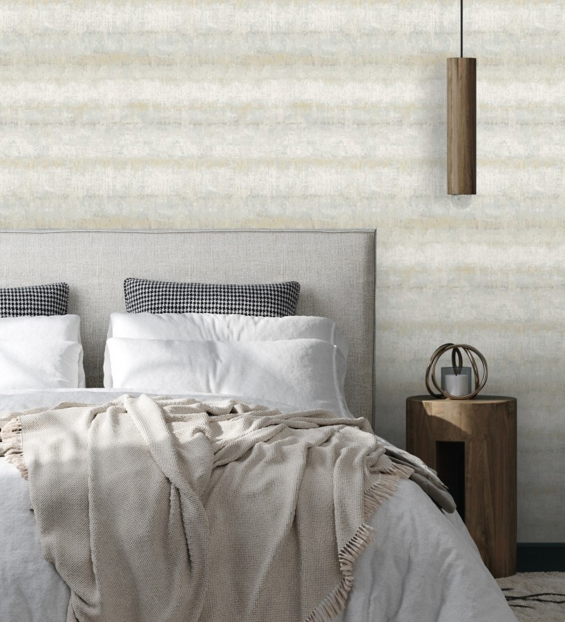 Papel pintado efecto cemento pátina artesanal tonos verde claro y arena  Nolan Strata 683917