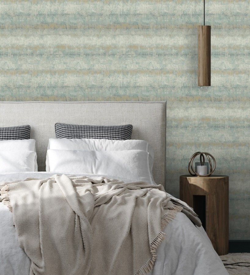 Papel pintado efecto cemento pátina artesanal tonos verde agua  Nolan Strata 683918