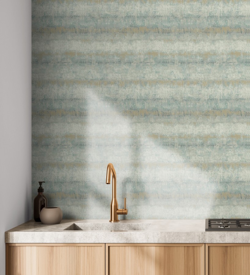 Papel pintado efecto cemento pátina artesanal tonos verde agua  Nolan Strata 683918