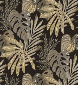 Papel pintado selva nocturna color marrón topo Samba Ethnic 683921