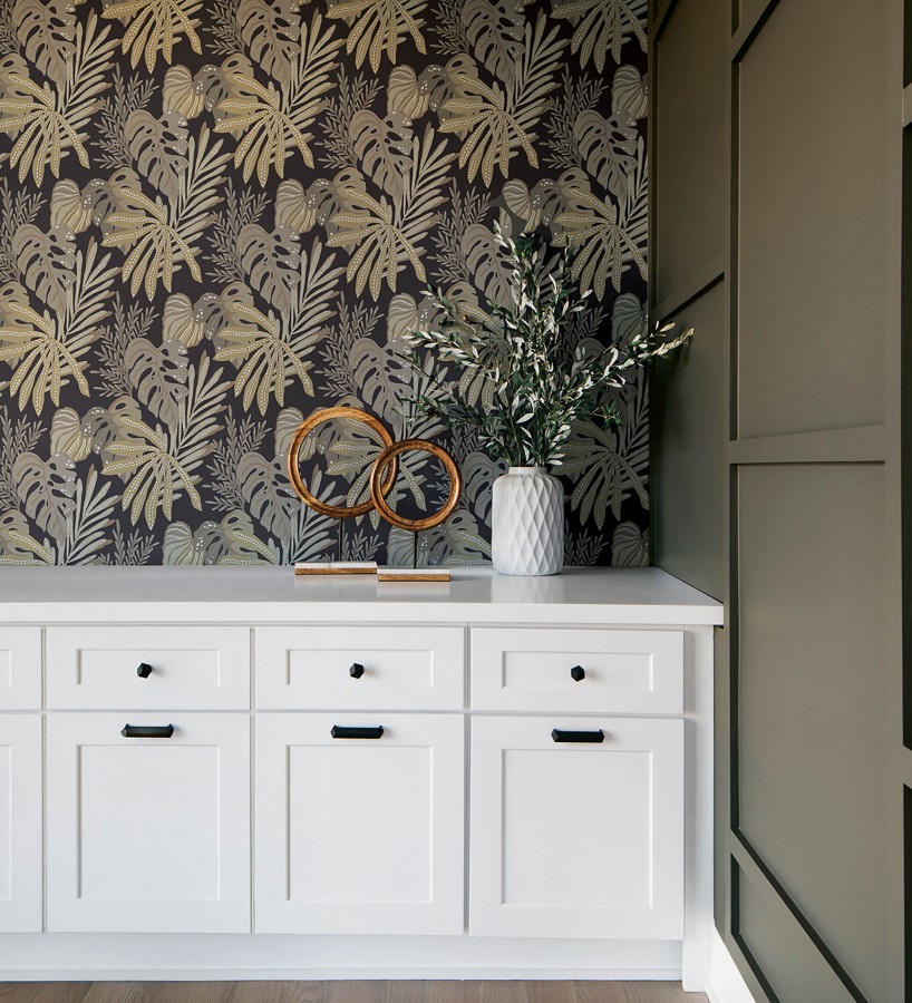 Papel pintado selva nocturna color marrón topo  Samba Ethnic 683921