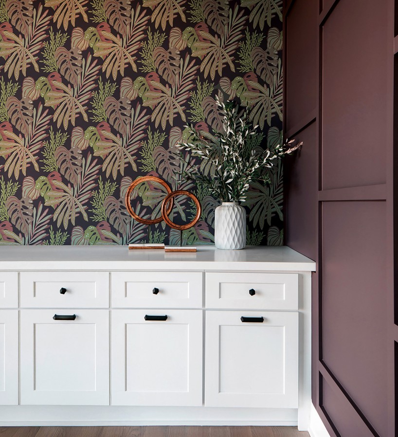 Papel pintado selva nocturna color rojo amarronado  Samba Ethnic 683923