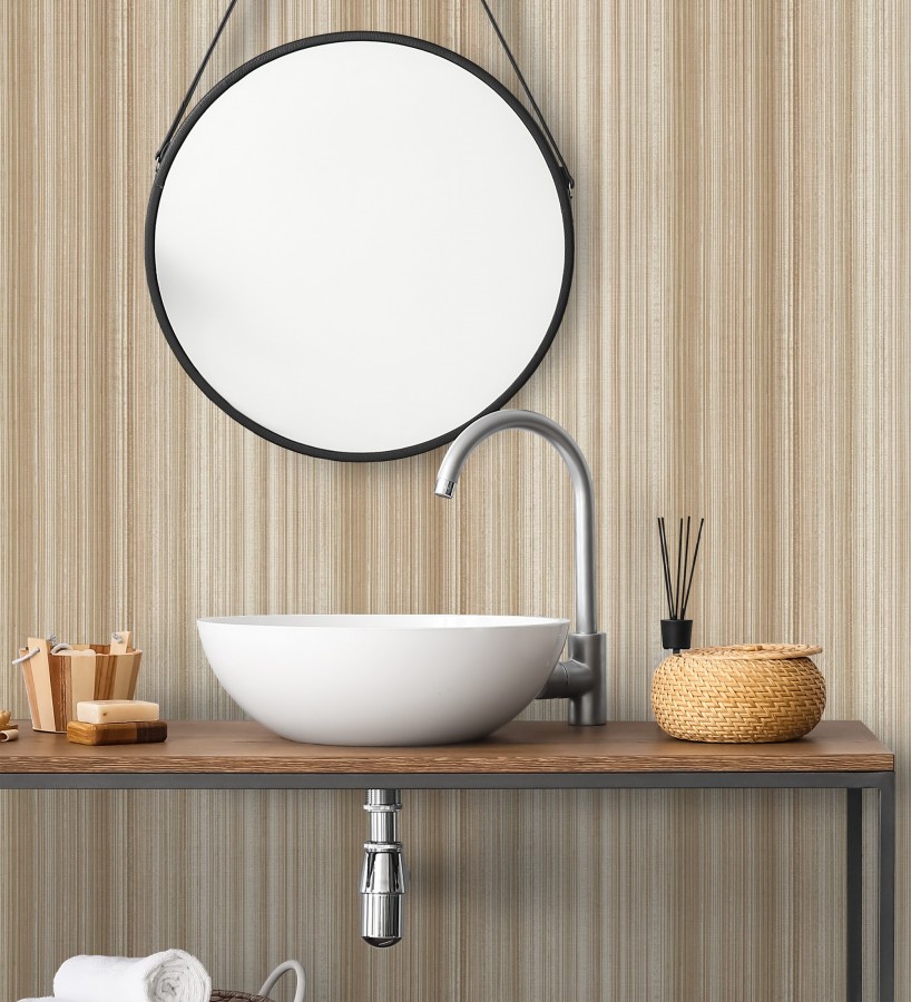 Papel pintado efecto lino rayas naturales en relieve tonos tierra  Amper Ribbed 683930