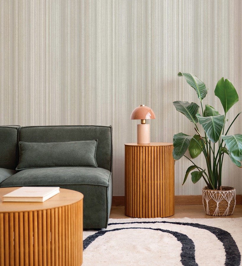 Papel pintado efecto lino rayas naturales en relieve tonos neutros  Amper Ribbed 683932