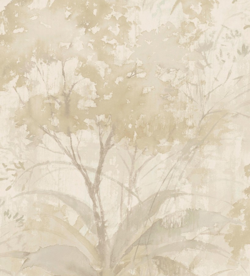 Papel pintado vestigio botánico sepia hojas de acuarela en tonos beige  Sienna Woodland 683937