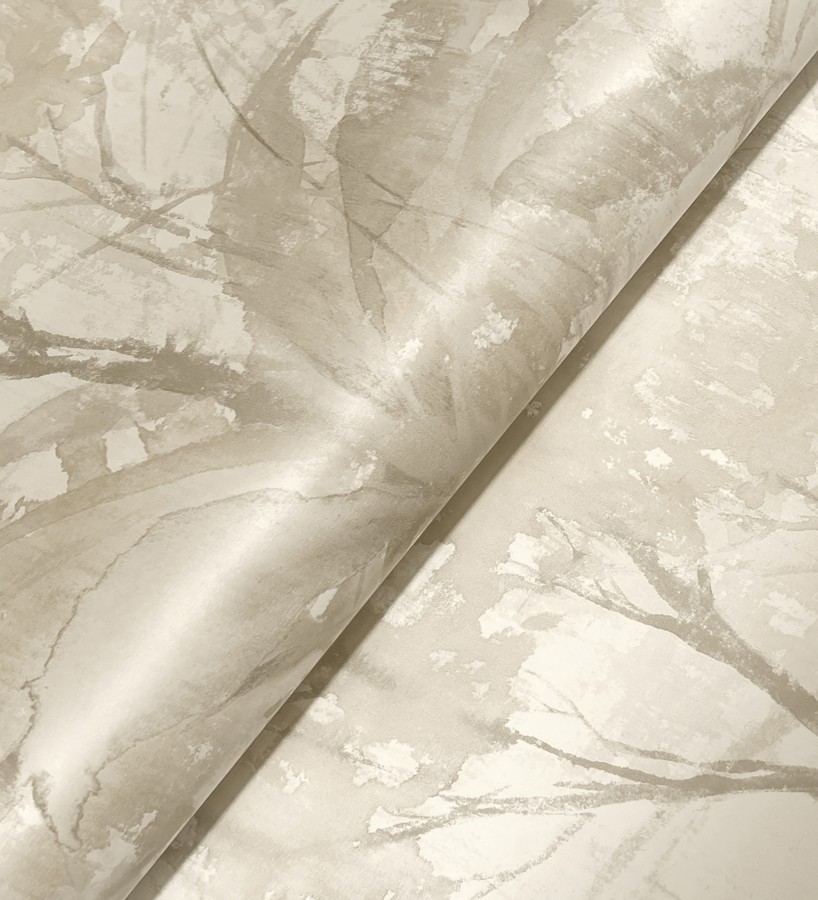 Papel pintado vestigio botánico sepia hojas de acuarela en tonos beige  Sienna Woodland 683937