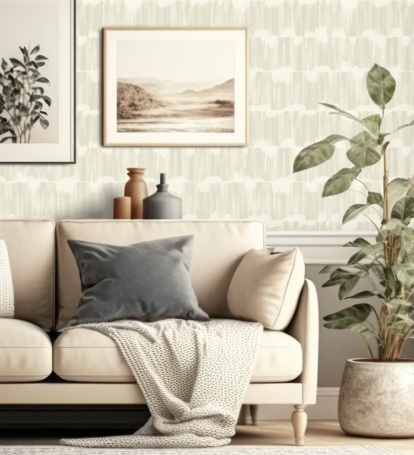 Papel pintado esencia de telar marfil noble estilo wabi sabi  Kira Ikat 683938