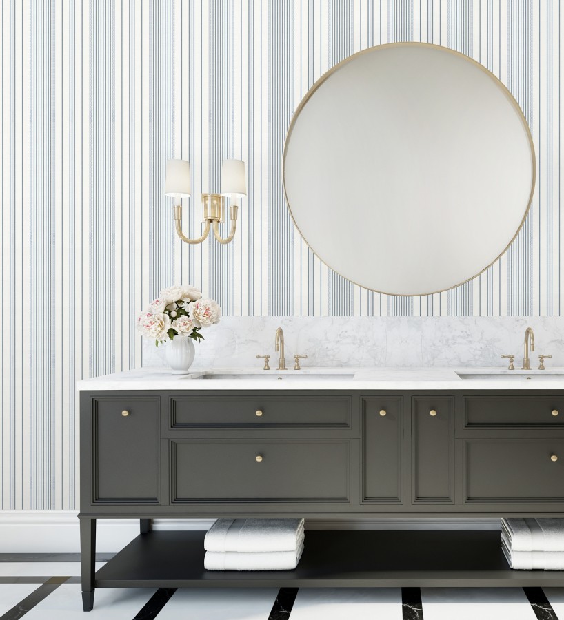 Papel pintado rayas de sastre tonos verdes y textura textil  Victoria Regal 683944