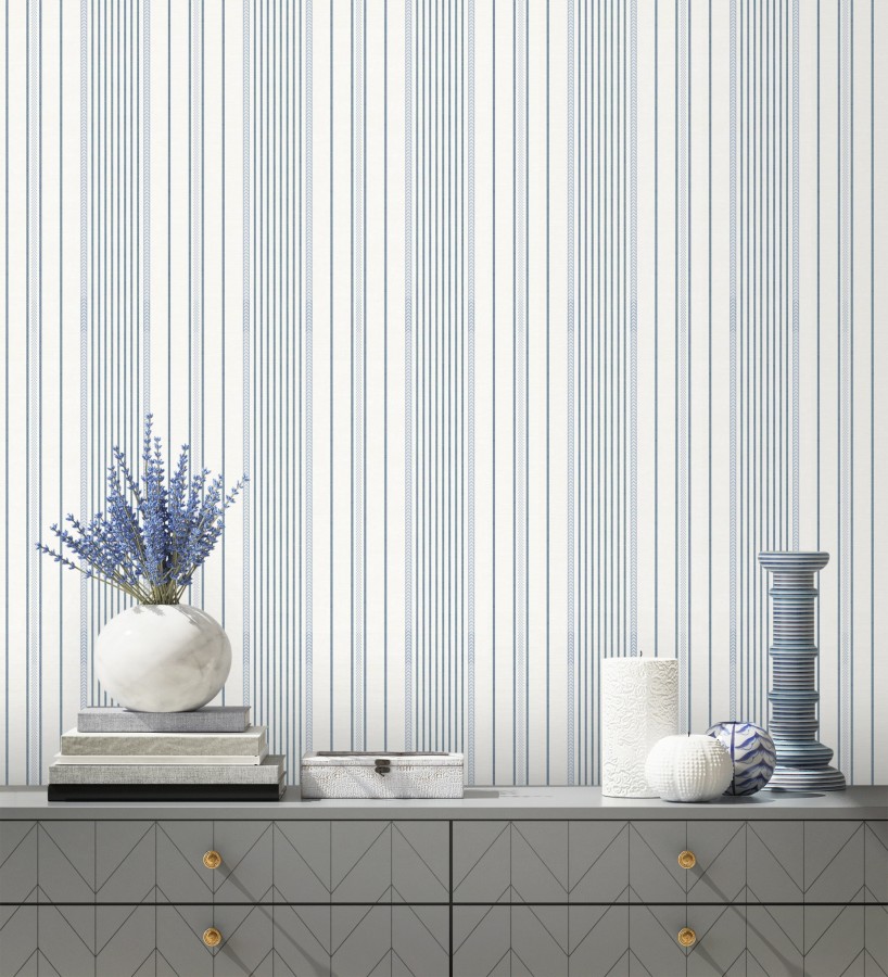 Papel pintado rayas de sastre tonos verdes y textura textil  Victoria Regal 683944