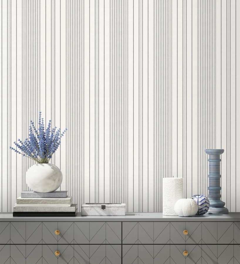 Papel pintado rayas de sastre tonos grises y textura textil  Victoria Regal 683946