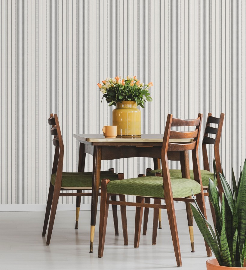 Papel pintado rayas de sastre tonos grises y textura textil  Victoria Regal 683946