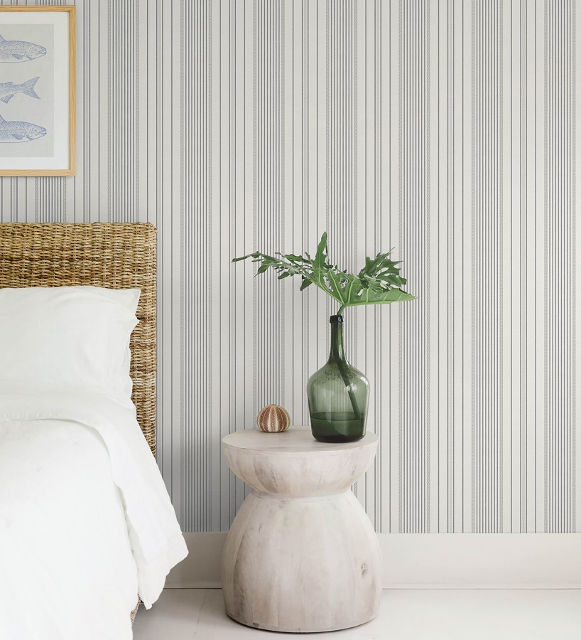 Papel pintado rayas de sastre tonos grises y textura textil  Victoria Regal 683946