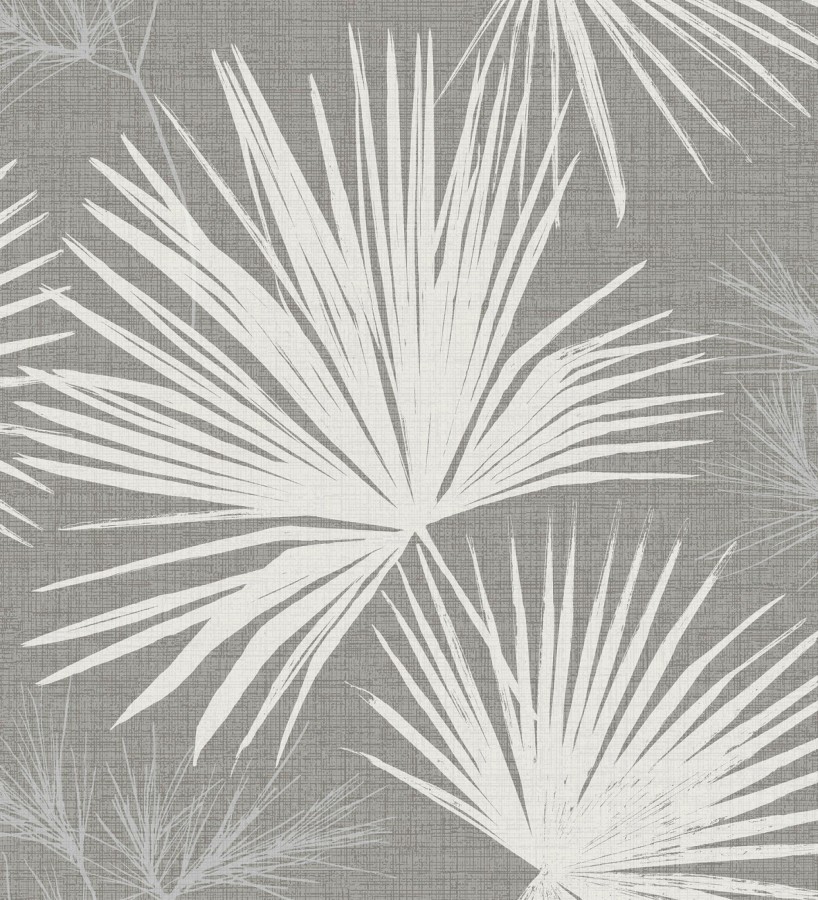Papel pintado abanico de hojas finas fondo gris  Sloane Leafy 683948