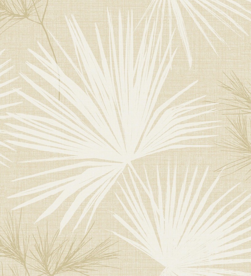 Papel pintado abanico de hojas finas fondo ocre  Sloane Leafy 683949