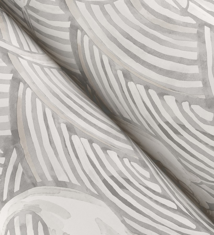 Papel pintado grullas y ondas estilo japonés acuarela tonos grises  Mila Winged 683956