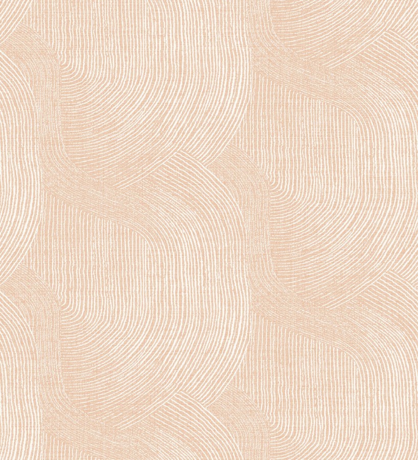 Papel pintado de líneas curvas fluidas en terracota suave  Jude Minimal 683967