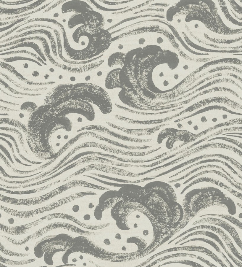 Papel pintado mar de olas rítmicas y espumosas en tonos grises  Kai Oceanic 683970