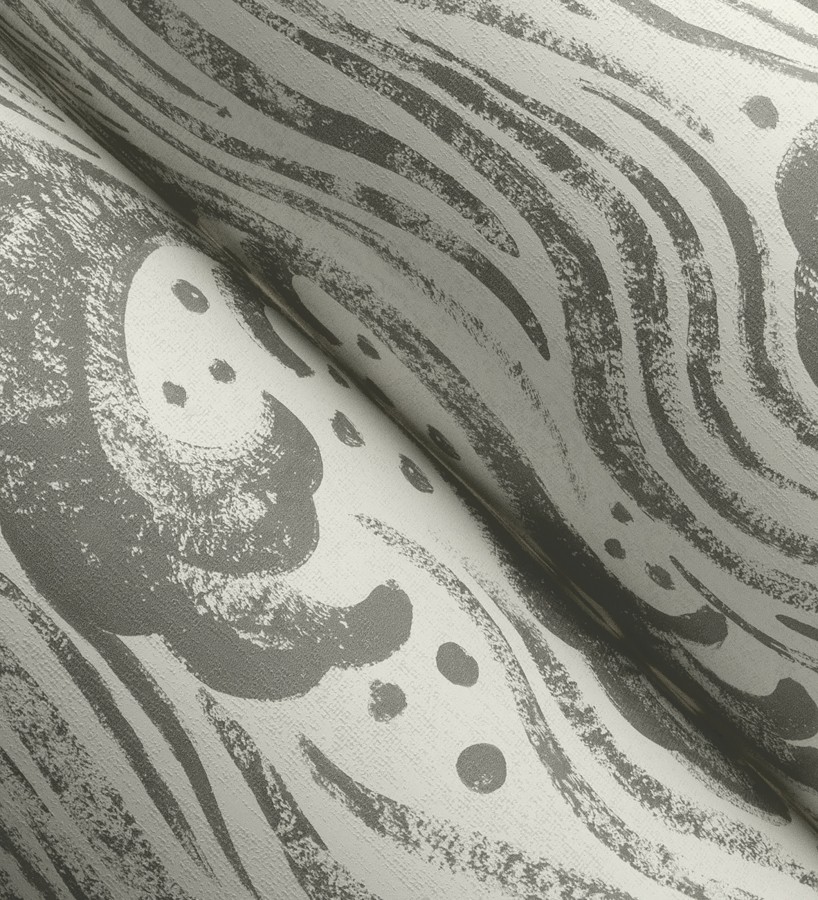 Papel pintado mar de olas rítmicas y espumosas en tonos grises  Kai Oceanic 683970